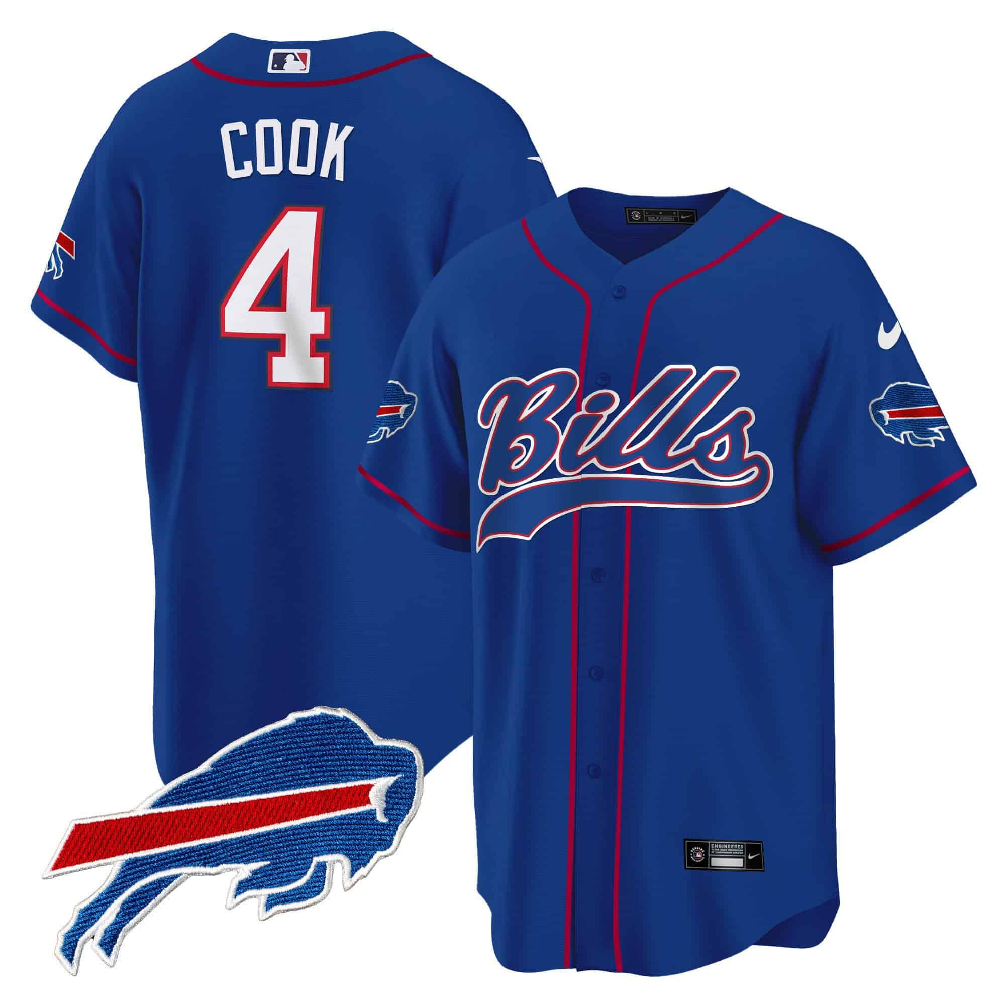 Men Buffalo Bills #4 Cook Blue 2024 Nike Baseball Game NFL Jersey